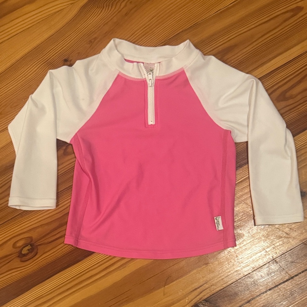EUC Kids Pink and White Swim Shirt Green Sprouts size 24 months 2T